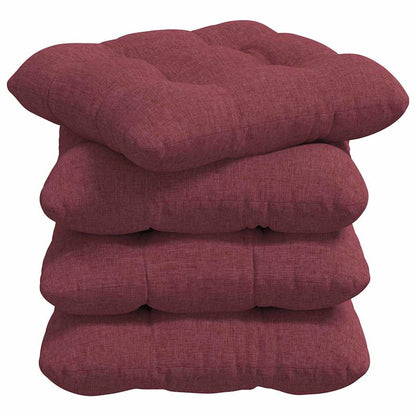 vidaXL Coussins de chaise 4 pcs Rouge bordeaux 45 x 45 x 12 cm Tissu