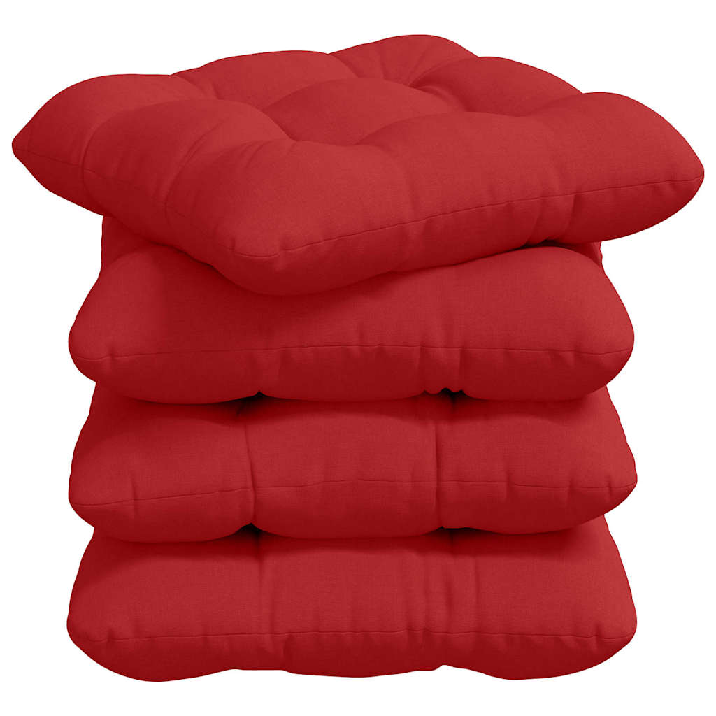 vidaXL Sitzkissen 4 pcs Rot 45 x 45 x 12 cm Stoff
