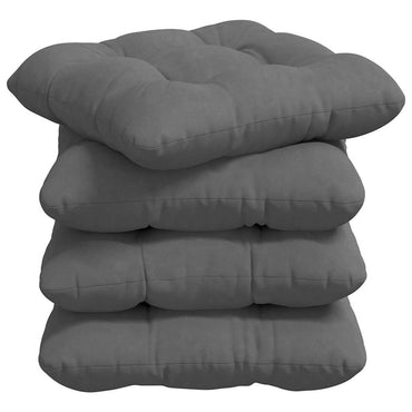 vidaXL Coussins de chaise 4 pcs Gris foncé 45 x 45 cm Tissu microfibre