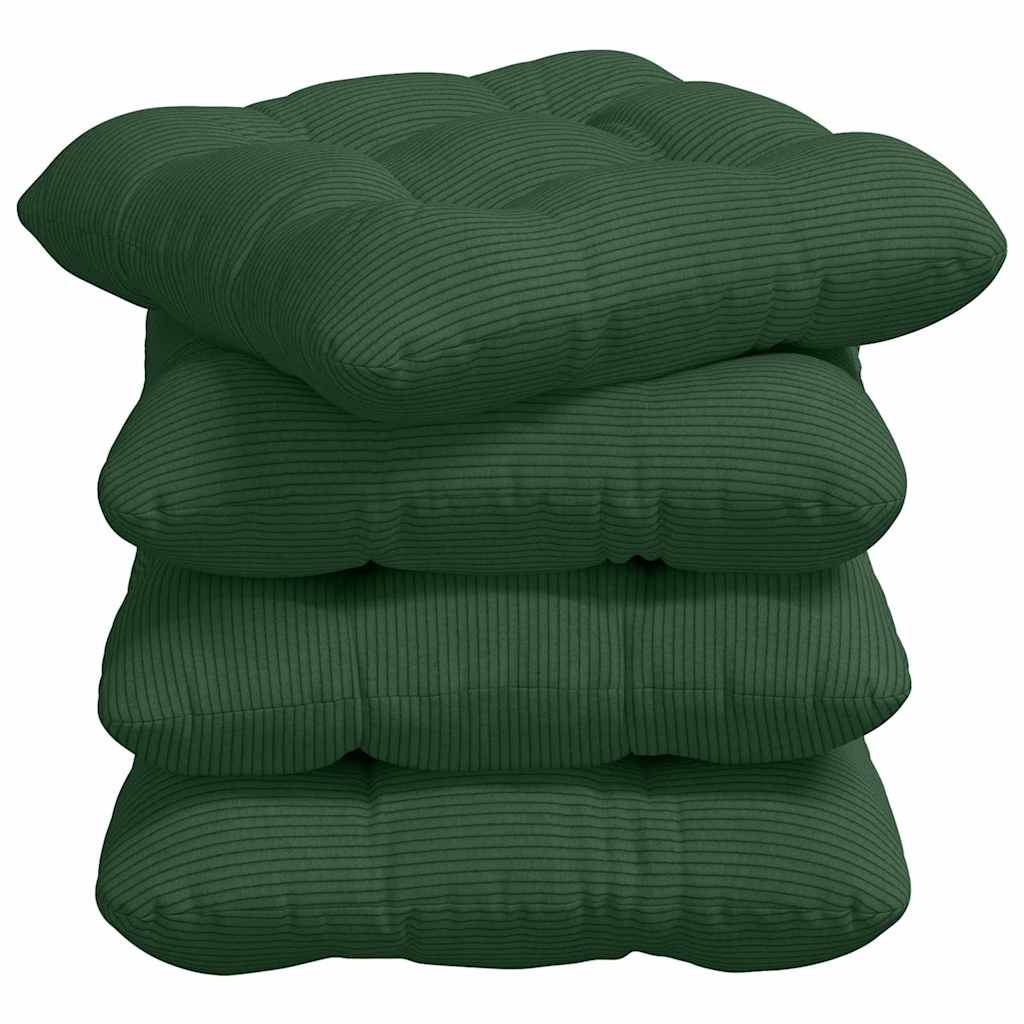 vidaXL Sitzkissen 4 pcs Dunkelgrün 45 x 45 cm Cordstoff
