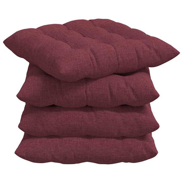 vidaXL Sitzkissen 4 pcs Weinrot 40 x 40 x 6 cm Stoff