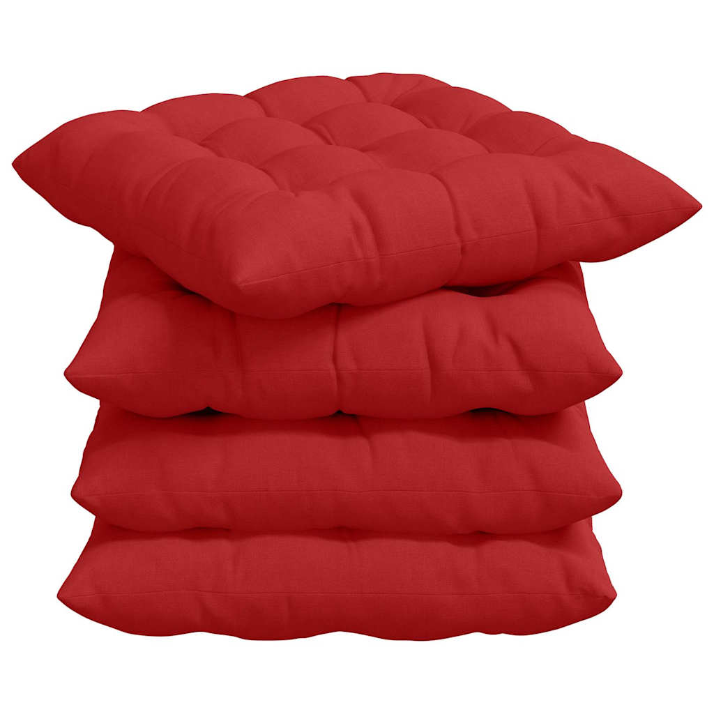 vidaXL Coussins de chaise 4 pcs Rouge 40 x 40 x 6 cm Tissu