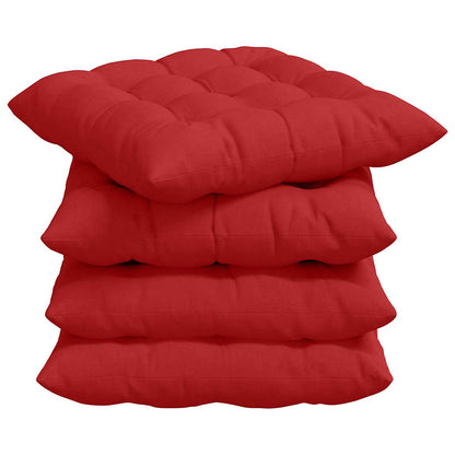 vidaXL Coussins de chaise 4 pcs Rouge 40 x 40 x 6 cm Tissu