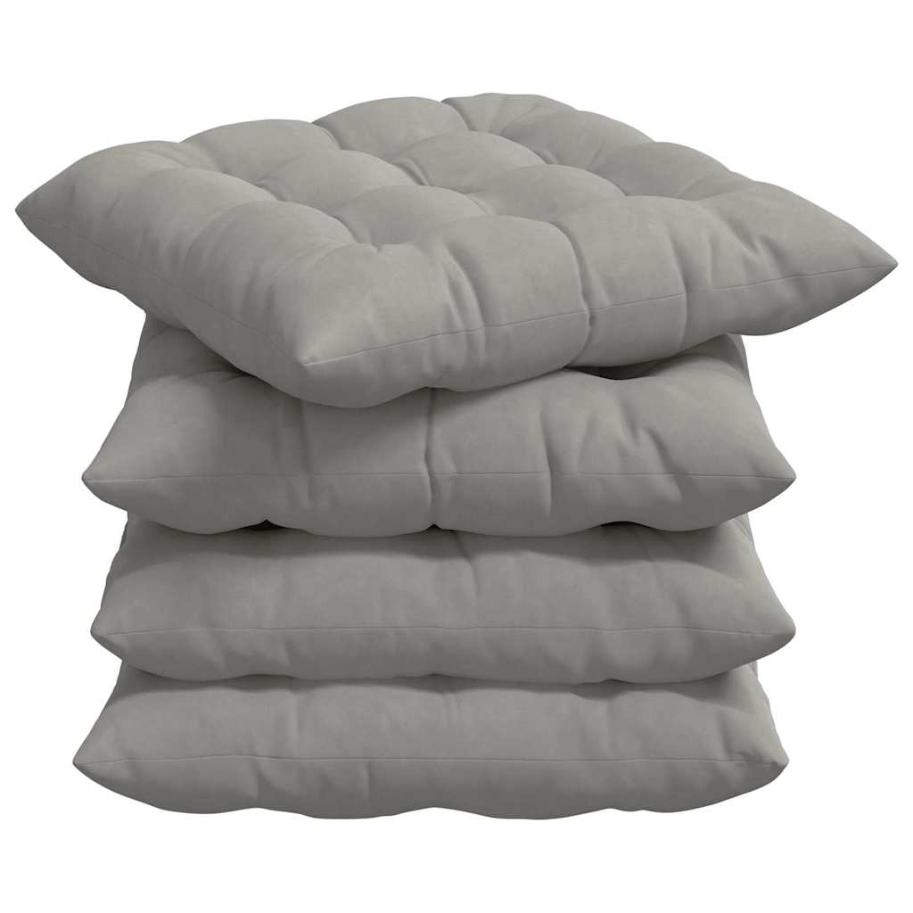 vidaXL Sitzkissen 4 pcs Hellgrau 40 x 40 x 6 cm Mikrofaser