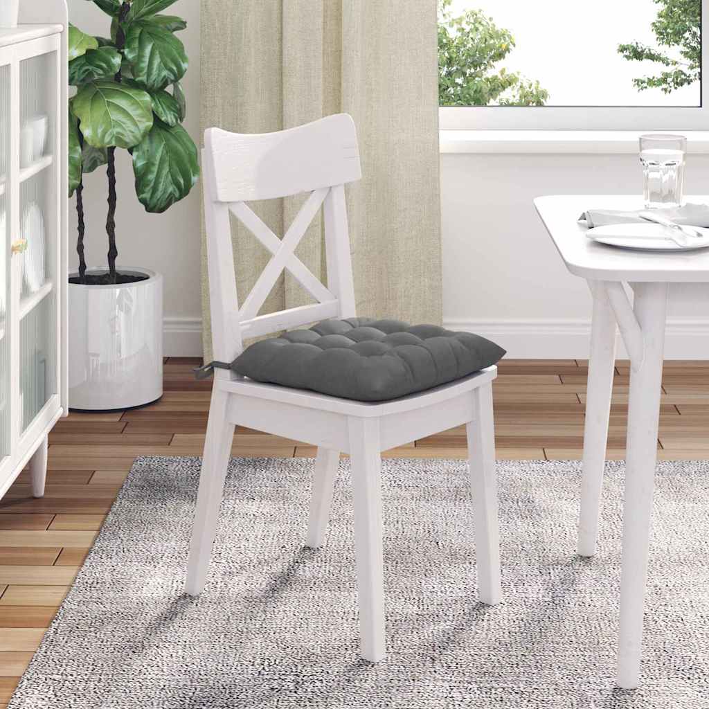 vidaXL Coussins de chaise 4 pcs Gris foncé 40 x 40 x 6 cm Microfibre