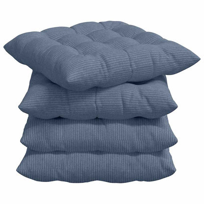 vidaXL Sitzkissen 4 pcs Blau 40 x 40 x 6 cm Cordstoff