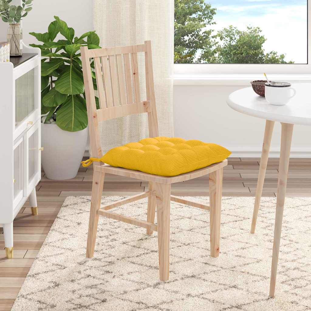vidaXL Sitzkissen 4 pcs Helles Gelb 40 x 40 x 6 cm Cordstoff