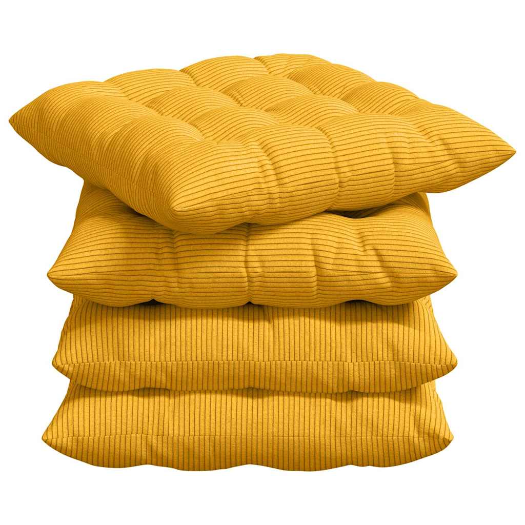 vidaXL Sitzkissen 4 pcs Helles Gelb 40 x 40 x 6 cm Cordstoff