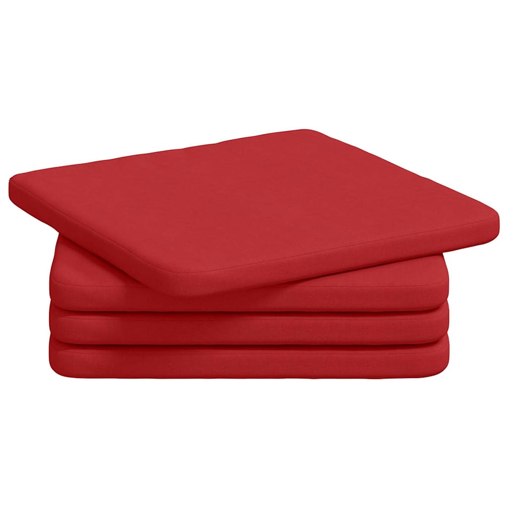 vidaXL Sitzkissen 4 pcs Rot 40 x 40 x 3 cm Stoff