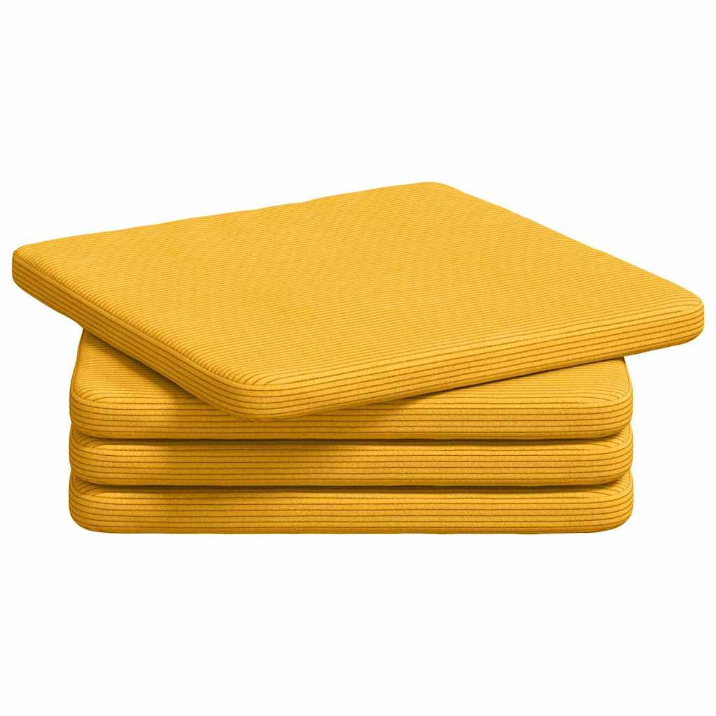 vidaXL Sitzkissen 4 pcs Helles Gelb 40 x 40 x 3 cm Cordstoff