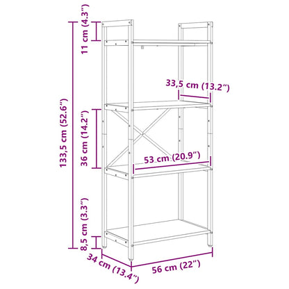 vidaXL Bücherregal Altholz 56 x 34 x 133,5 cm Holzwerkstoff