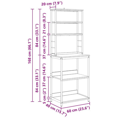 vidaXL Küchenregal Sonoma-Eiche 60 x 40 x 168 cm Holzwerkstoff