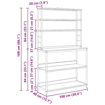 vidaXL Étagère de cuisine chêne fumé 100 x 40 x 168 cm bois d'ingénierie