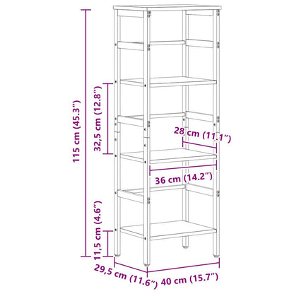 vidaXL Bücherregal Artisan-Eiche 40 x 29,5 x 115 cm Holzwerkstoff