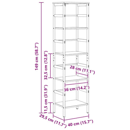 Bücherregal Schwarz Eichen-Optik 40 x 29,5 x 149 cm
