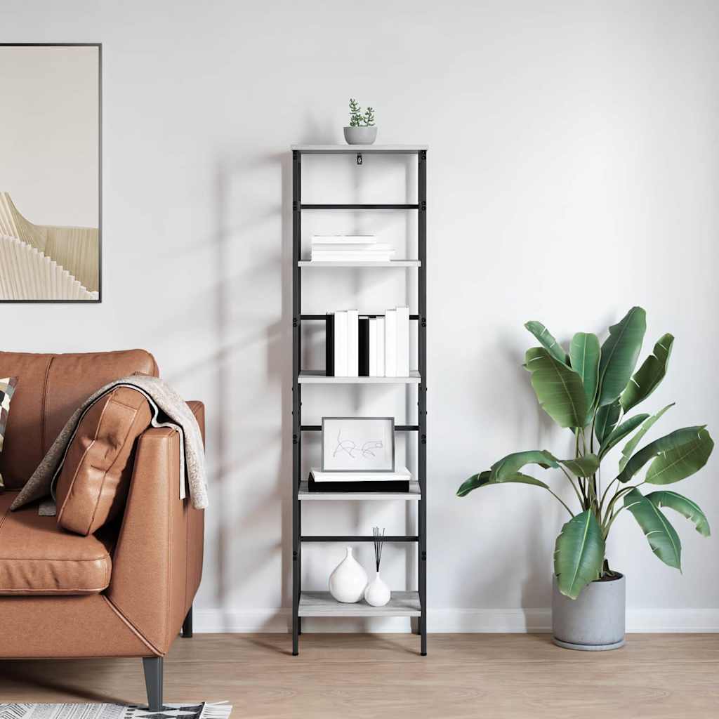 vidaXL Bücherregal Graues Sonoma 40 x 29,5 x 149 cm Holzwerkstoff