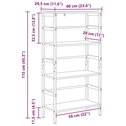 vidaXL Bücherregal Artisan-Eiche 60 x 29,5 x 115 cm Holzwerkstoff