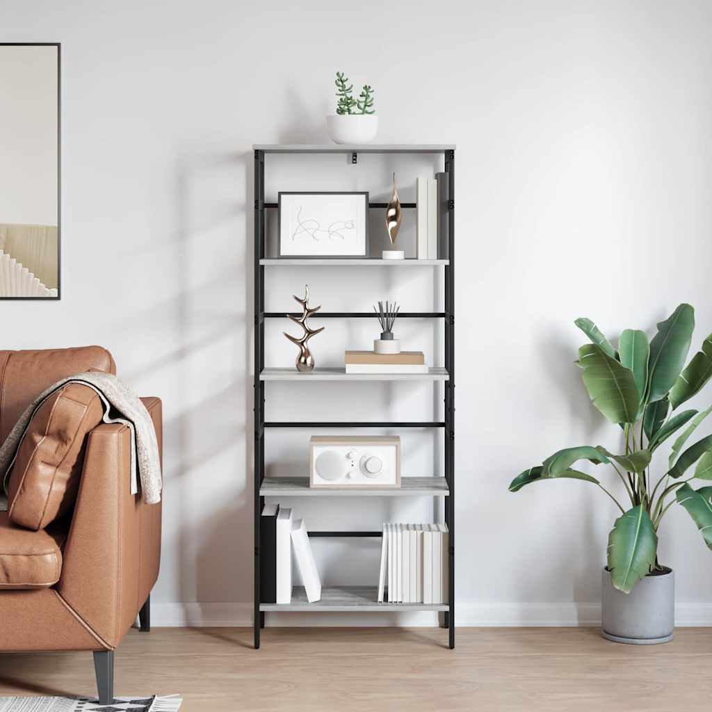 vidaXL Bücherregal Graues Sonoma 60 x 29,5 x 149 cm Holzwerkstoff