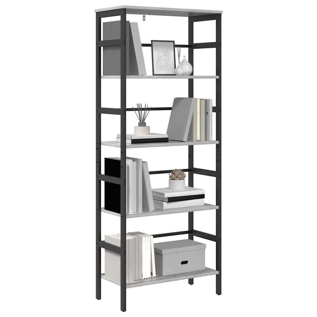 vidaXL Bücherregal Graues Sonoma 60 x 29,5 x 149 cm Holzwerkstoff