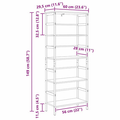 vidaXL Bücherregal Artisan-Eiche 60 x 29,5 x 149 cm Holzwerkstoff