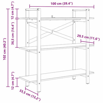 vidaXL Bücherregal Artisan-Eiche 100 x 33,5 x 102 cm Holzwerkstoff