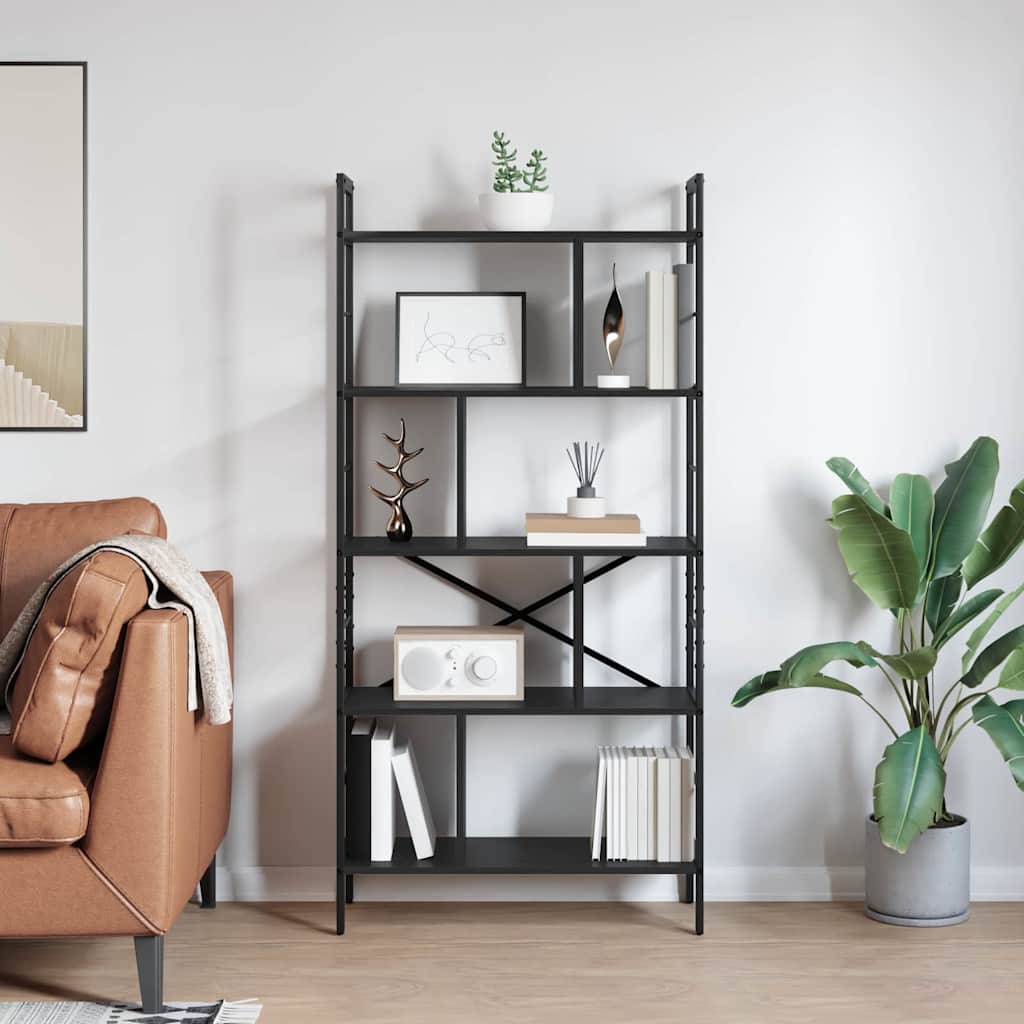 vidaXL Bücherregal Schwarz Eichen-Optik 75 x 30 x 156 cm Holzwerkstoff