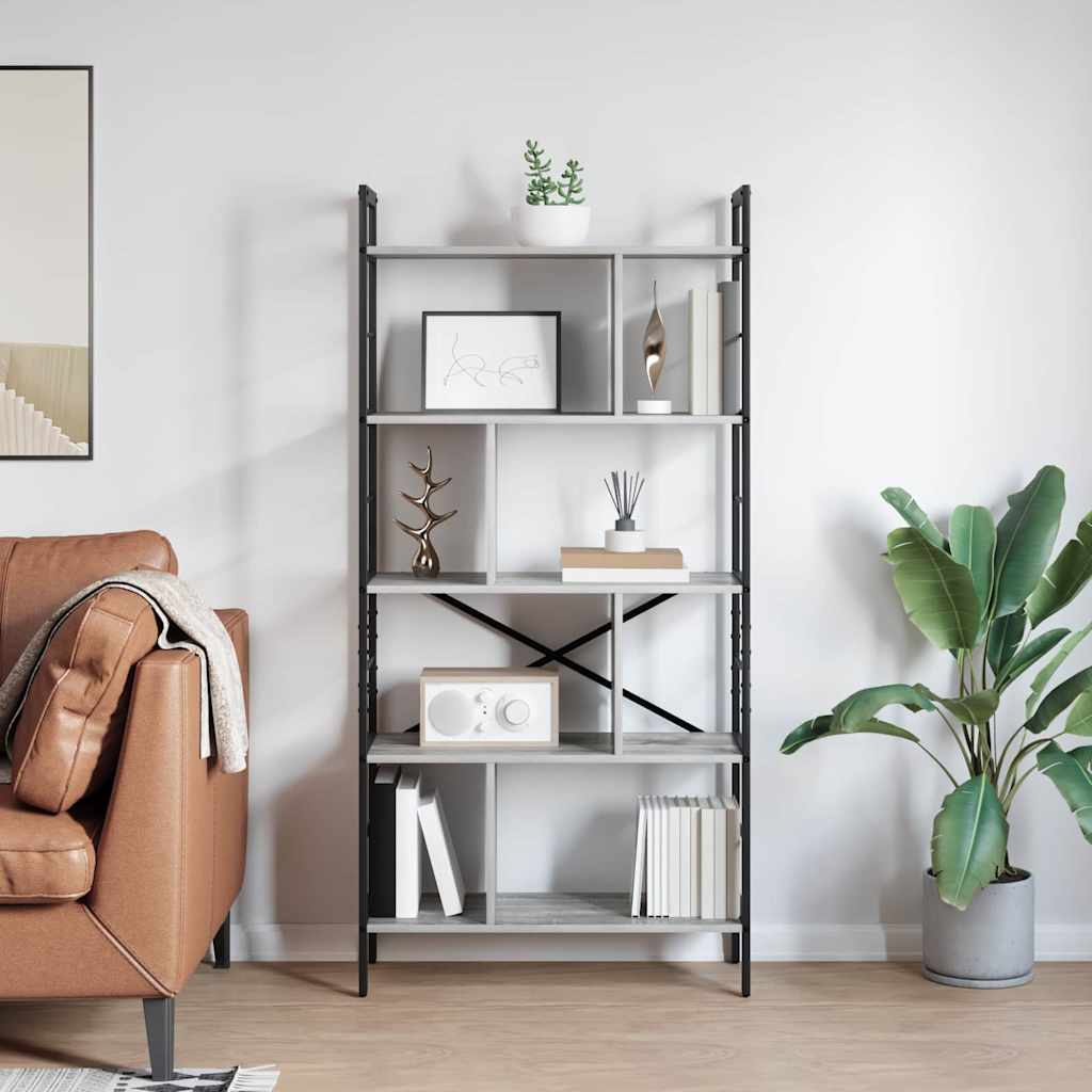 vidaXL Bücherregal Graues Sonoma 75 x 30 x 156 cm Holzwerkstoff