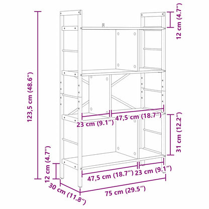 vidaXL Bücherregal Artisan-Eiche 75 x 30 x 123,5 cm Holzwerkstoff