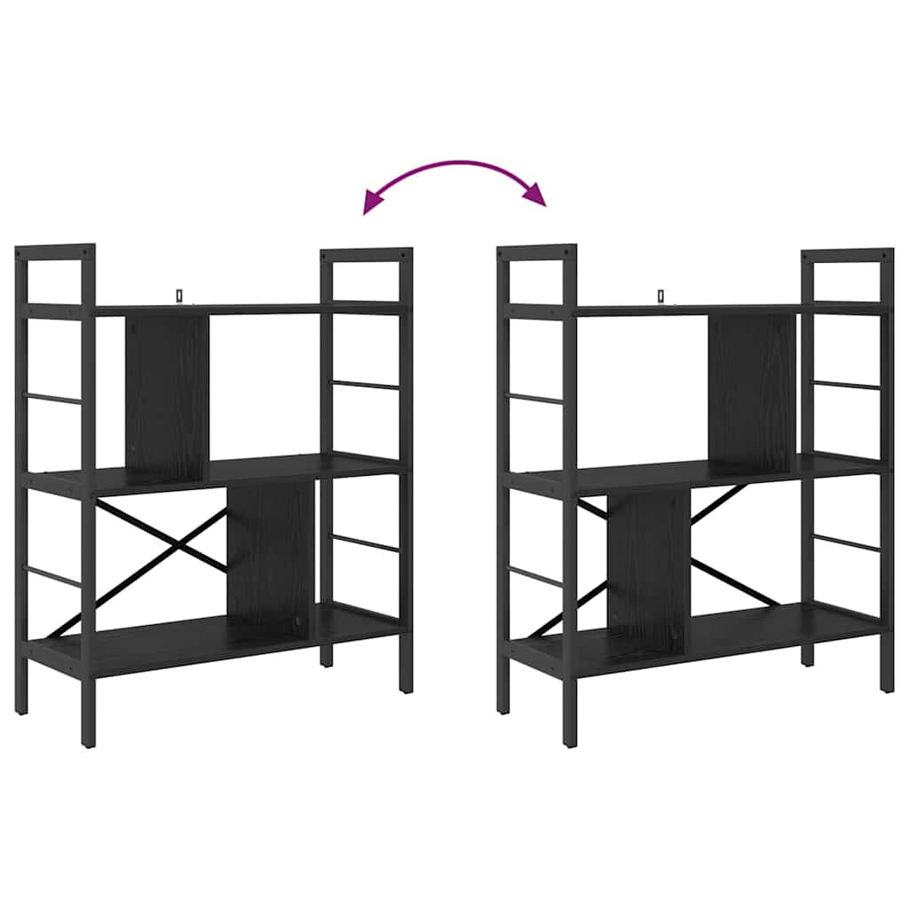 Bücherregal Schwarz Eichen-Optik 75 x 30 x 91 cm Holzwerkstoff