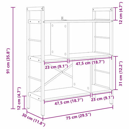 vidaXL Bücherregal Artisan-Eiche 75 x 30 x 91 cm Holzwerkstoff