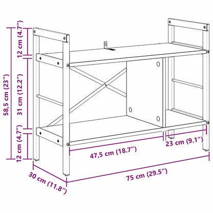 vidaXL Bücherregal Sonoma-Eiche 75 x 30 x 58,5 cm Holzwerkstoff