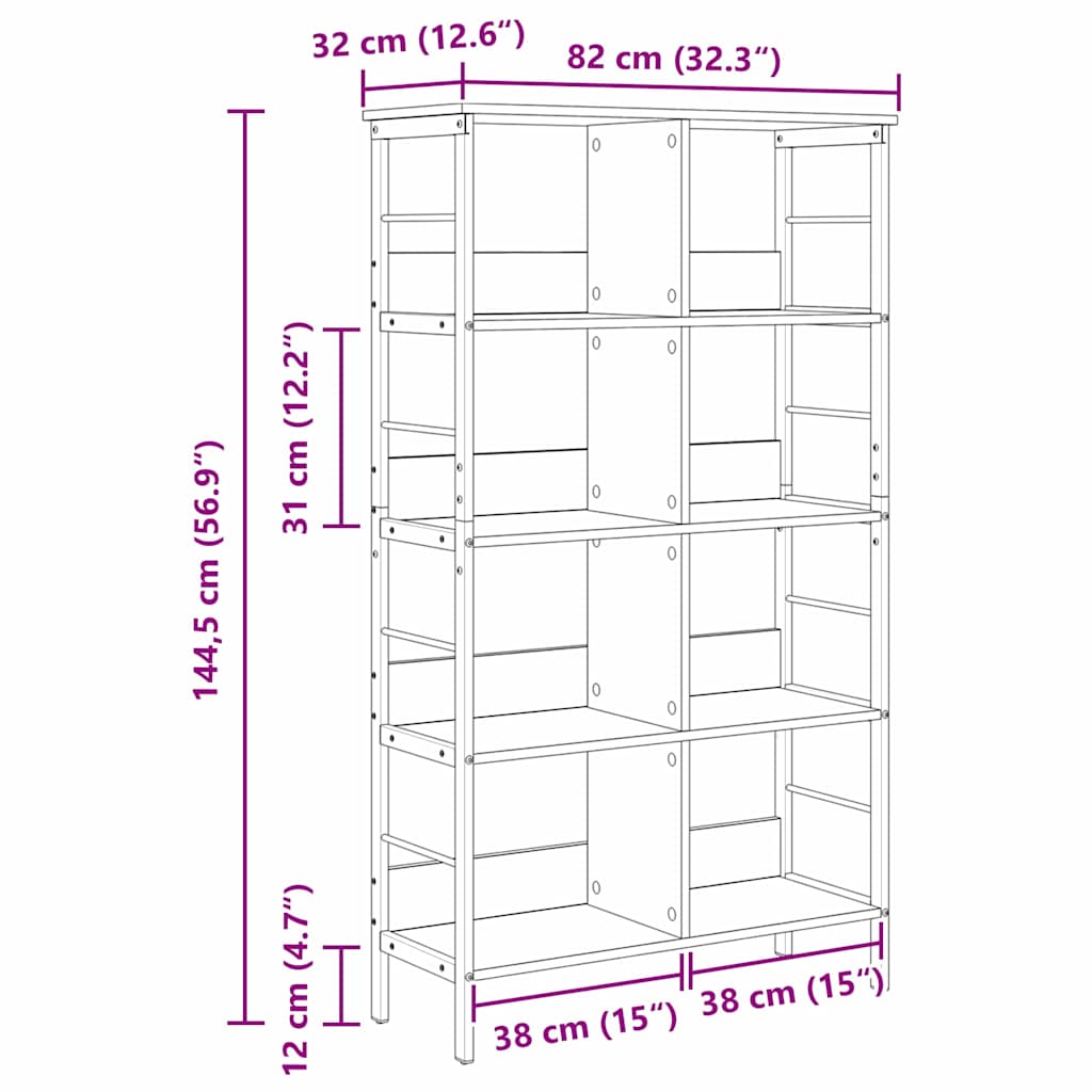 vidaXL Bücherregal Altholz 82 x 32 x 144,5 cm Holzwerkstoff