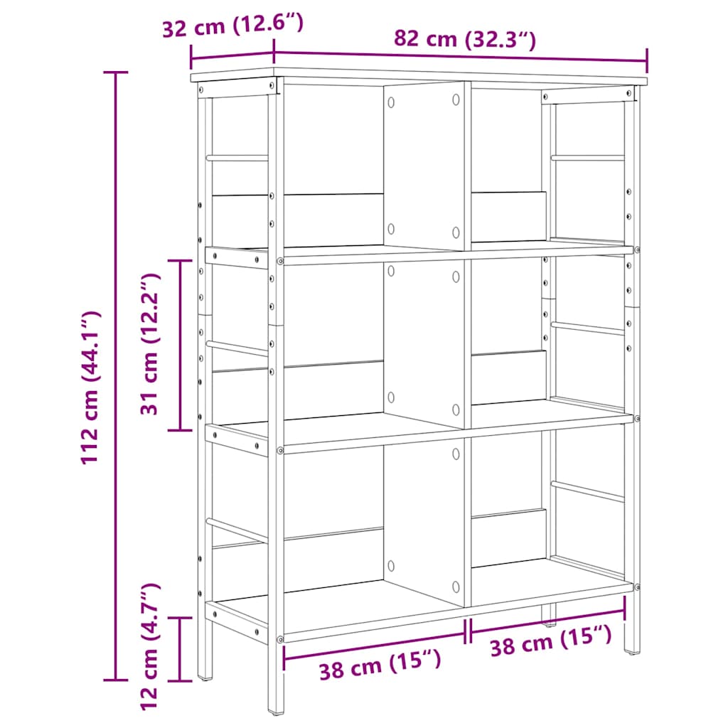 vidaXL Bücherregal Sonoma-Eiche 82 x 32 x 112 cm Holzwerkstoff