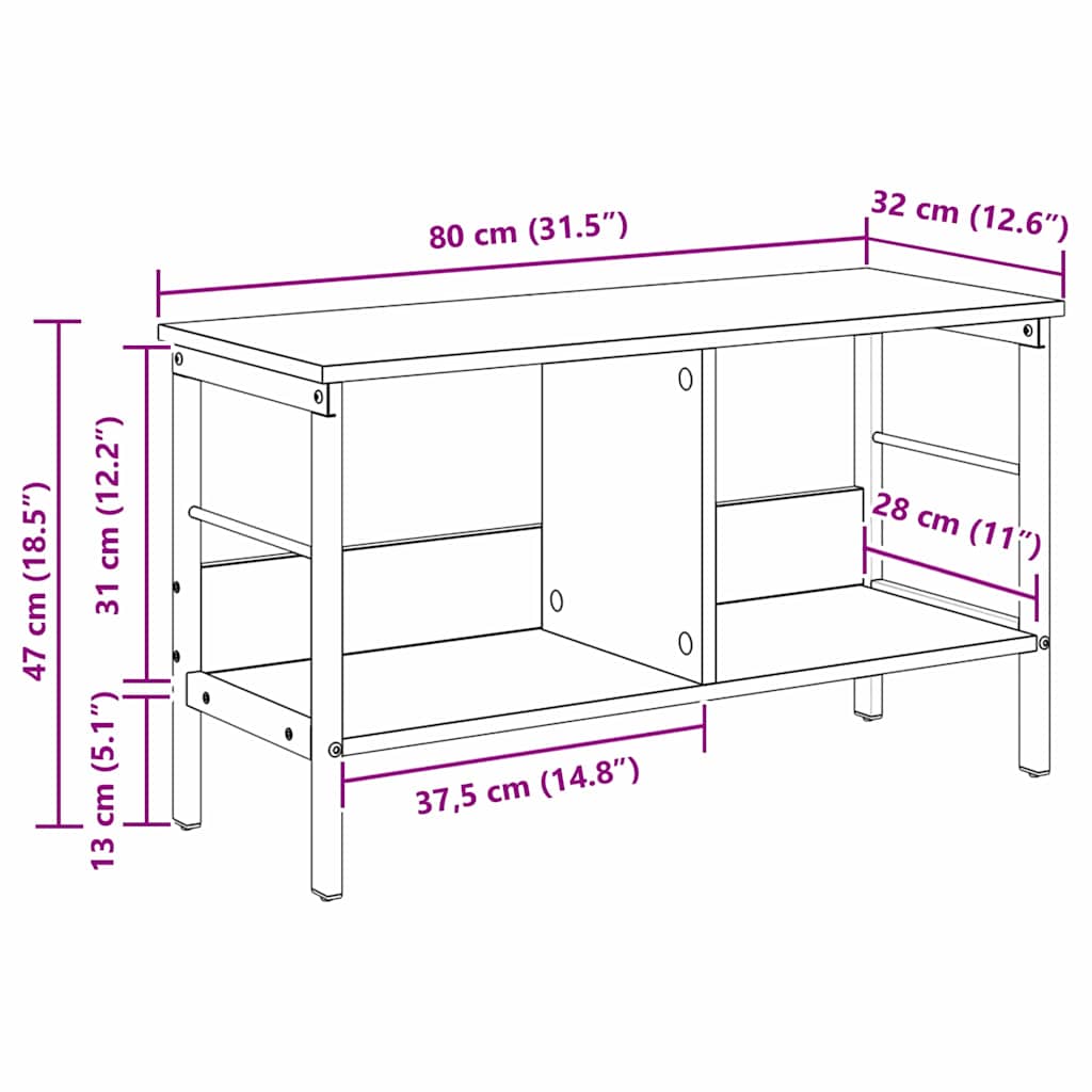 vidaXL Bücherregal Geräucherte Eiche 82 x 32 x 47 cm Holzwerkstoff