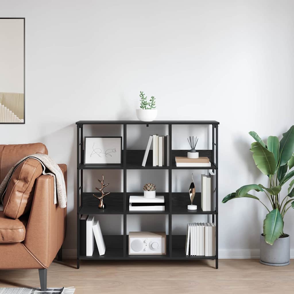 vidaXL Bücherregal Schwarz Eichen-Optik 102 x 32 x 104,5 cm