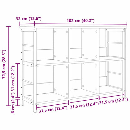vidaXL Bücherregal Graues Sonoma 102 x 32 x 72,5 cm Holzwerkstoff
