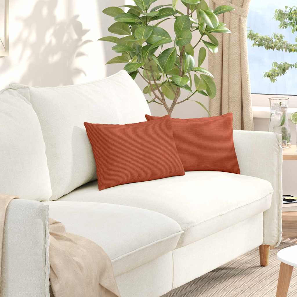 vidaXL Sofakissen 2 Stück Rot-Orange 50 x 30 cm Cordstoff