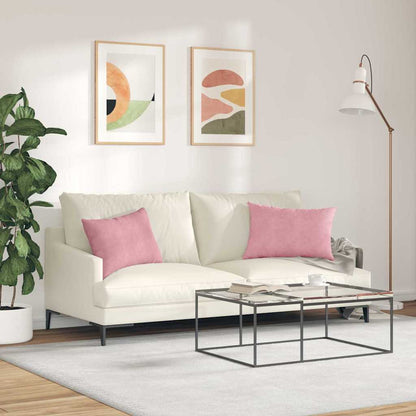 vidaXL Coussins de canapé 2 pcs Rose 60 x 40 cm Tissu côtelé