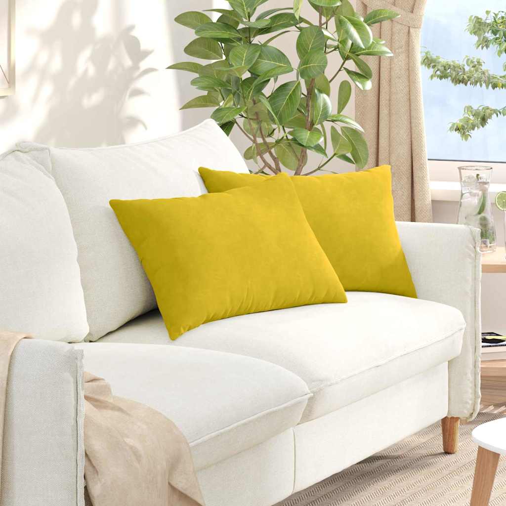 vidaXL Coussins de canapé 2 pcs Jaune 60 x 40 cm Tissu en velours côtelé