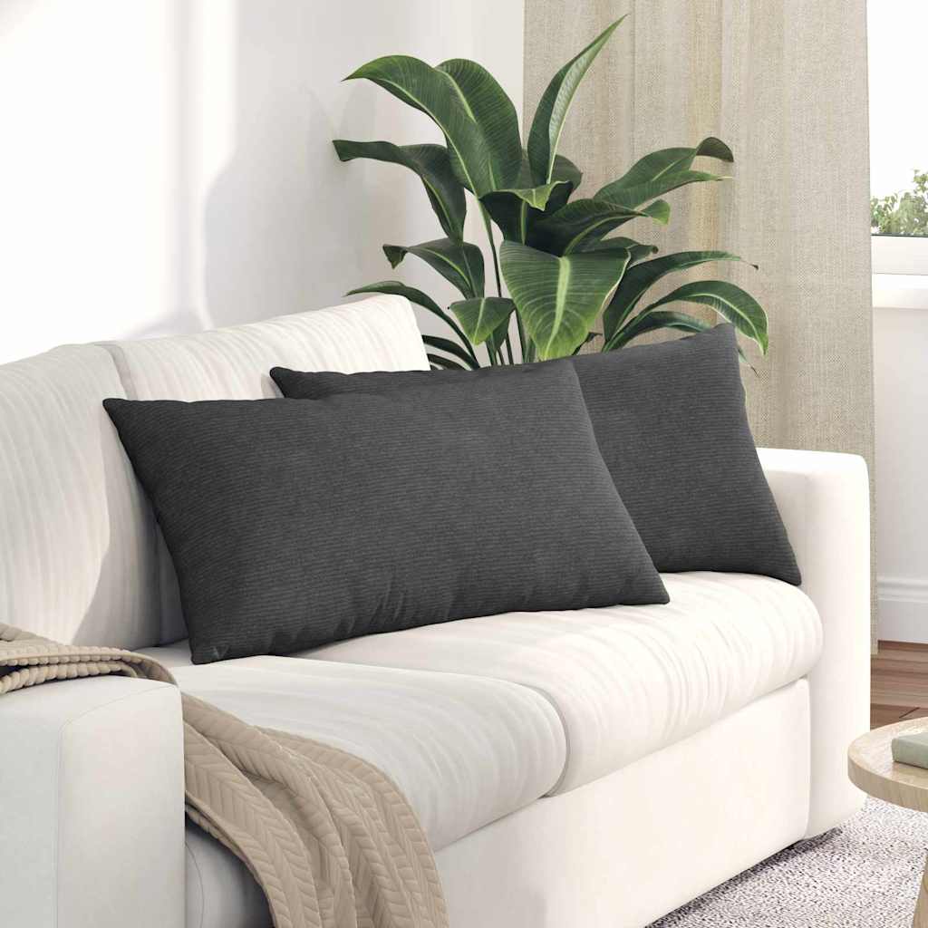 vidaXL Sofakissen 2 Stück Dunkelgrau 80 x 40 cm Cordstoff
