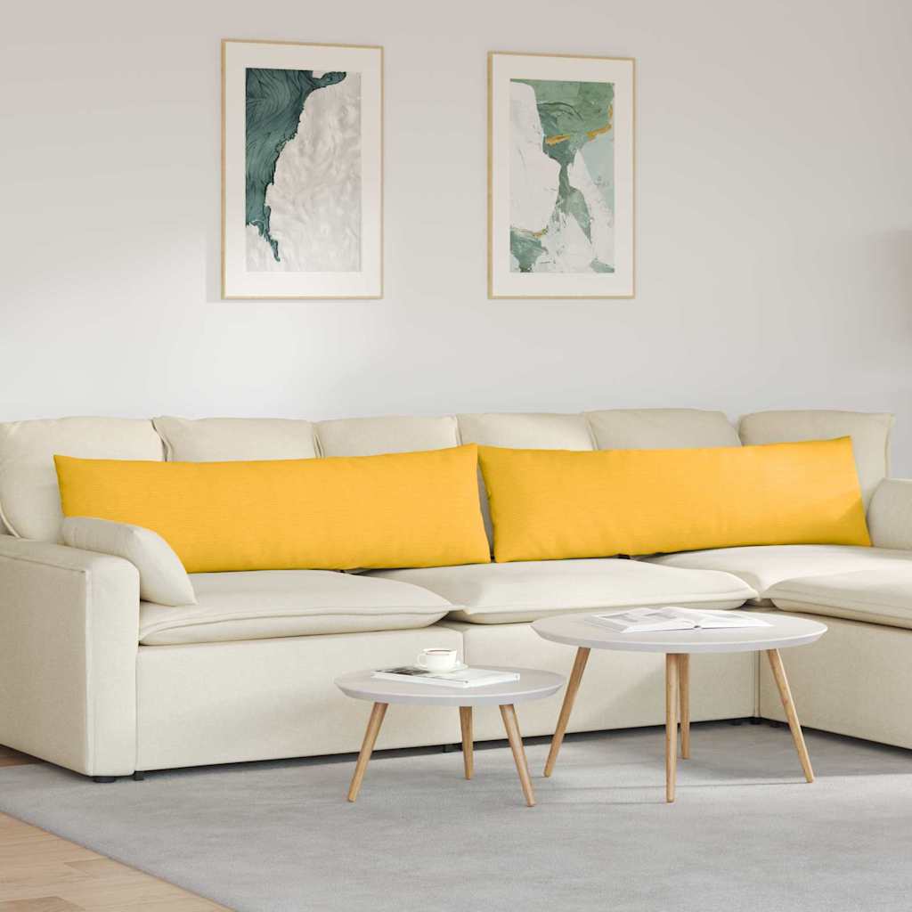 vidaXL Sofakissen 2 Stück Helles Gelb 145 x 40 cm Cordstoff