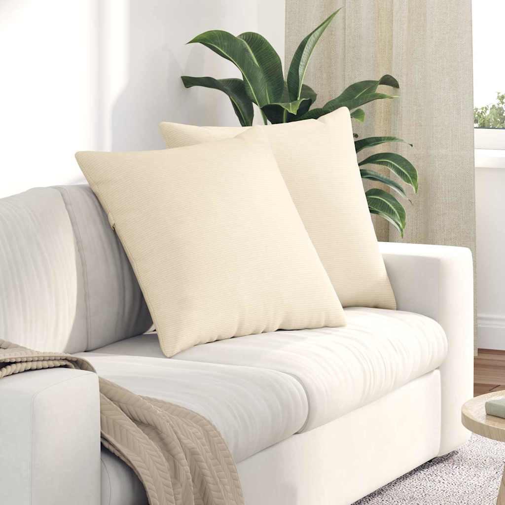 vidaXL Sofakissen 2 Stück Creme 60 x 60 cm Cordstoff