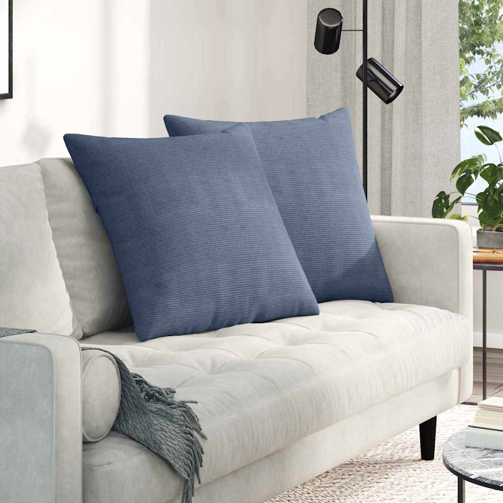 vidaXL Sofakissen 2 Stück Blau 60 x 60 cm Cordstoff