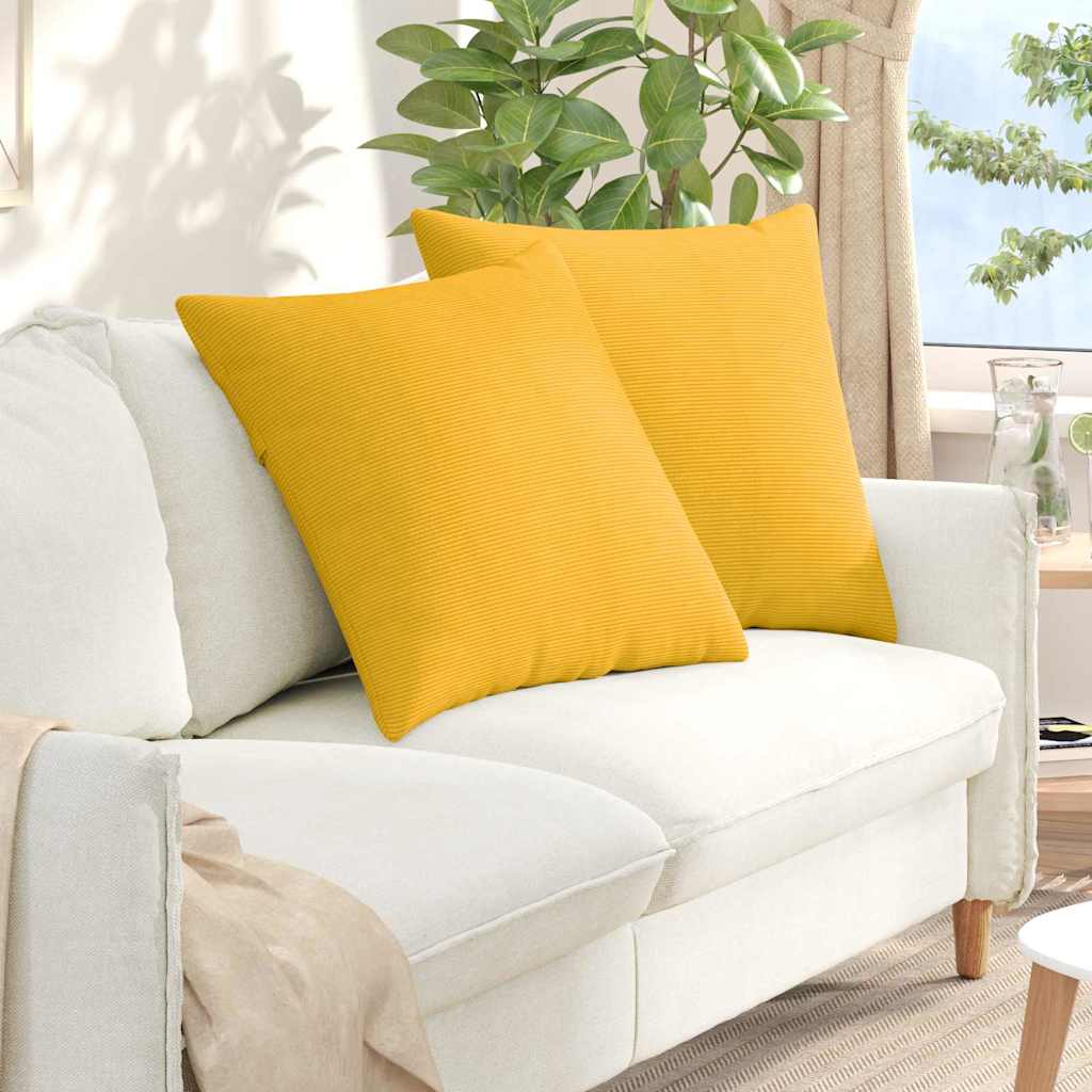 vidaXL Sofakissen 2 Stück Helles Gelb 60 x 60 cm Cordstoff