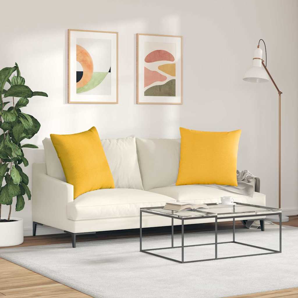 vidaXL Sofakissen 2 Stück Helles Gelb 60 x 60 cm Cordstoff