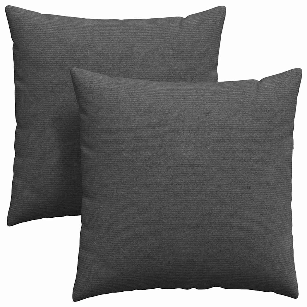 vidaXL Sofakissen 2 Stück Dunkelgrau 80 x 80 cm Cordstoff