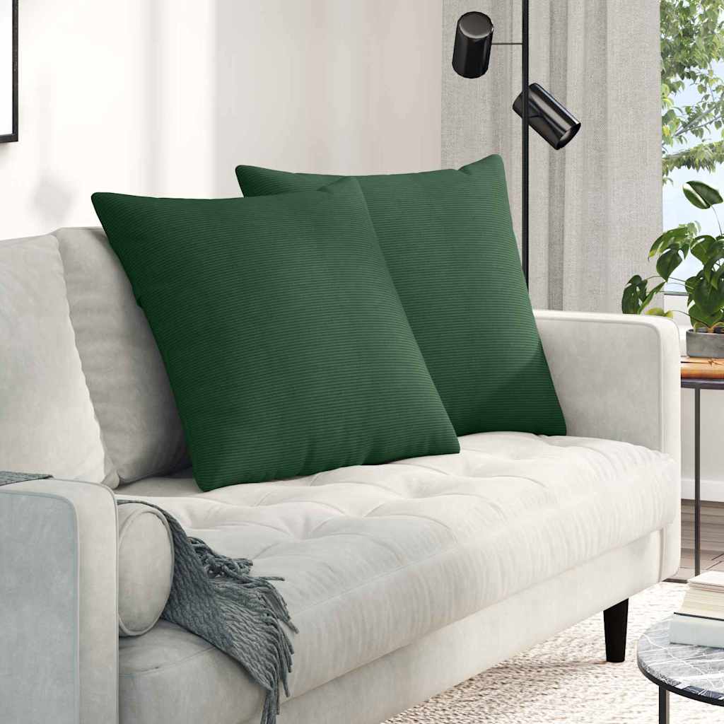 vidaXL Sofakissen 2 Stück Dunkelgrün 80 x 80 cm Cordstoff