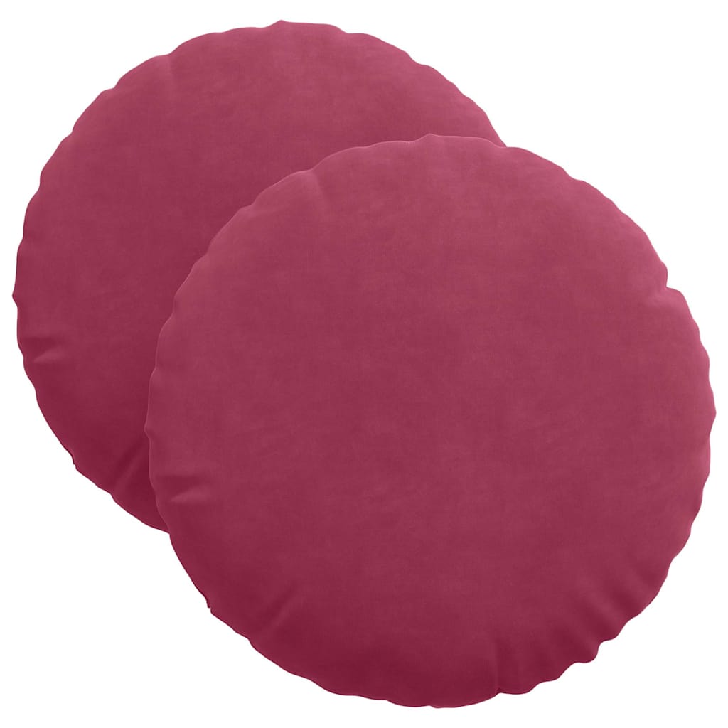 vidaXL Sitzkissen 2 Stück Weinrot Ø 40 x 13 cm Samt