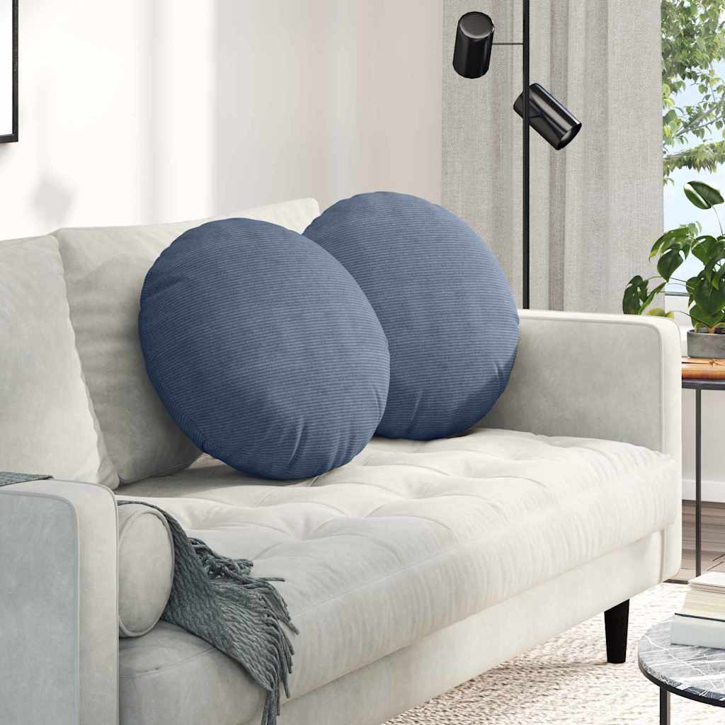 vidaXL Sitzkissen 2 pcs Blau Ø 50 cm Cordstoff