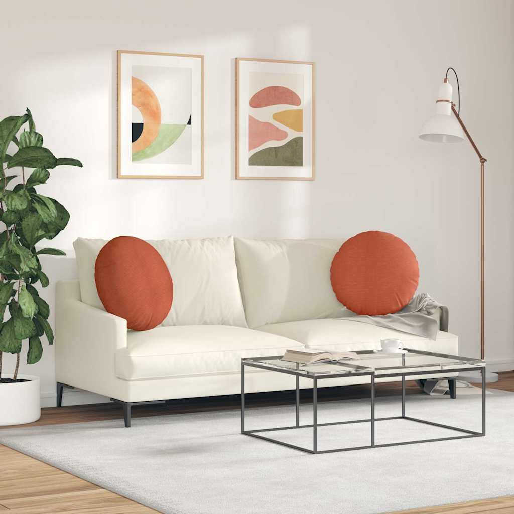 vidaXL Sitzkissen 2 pcs Rot-Orange Ø 50 cm Cordstoff